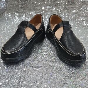 Black Leather Women's Loafers